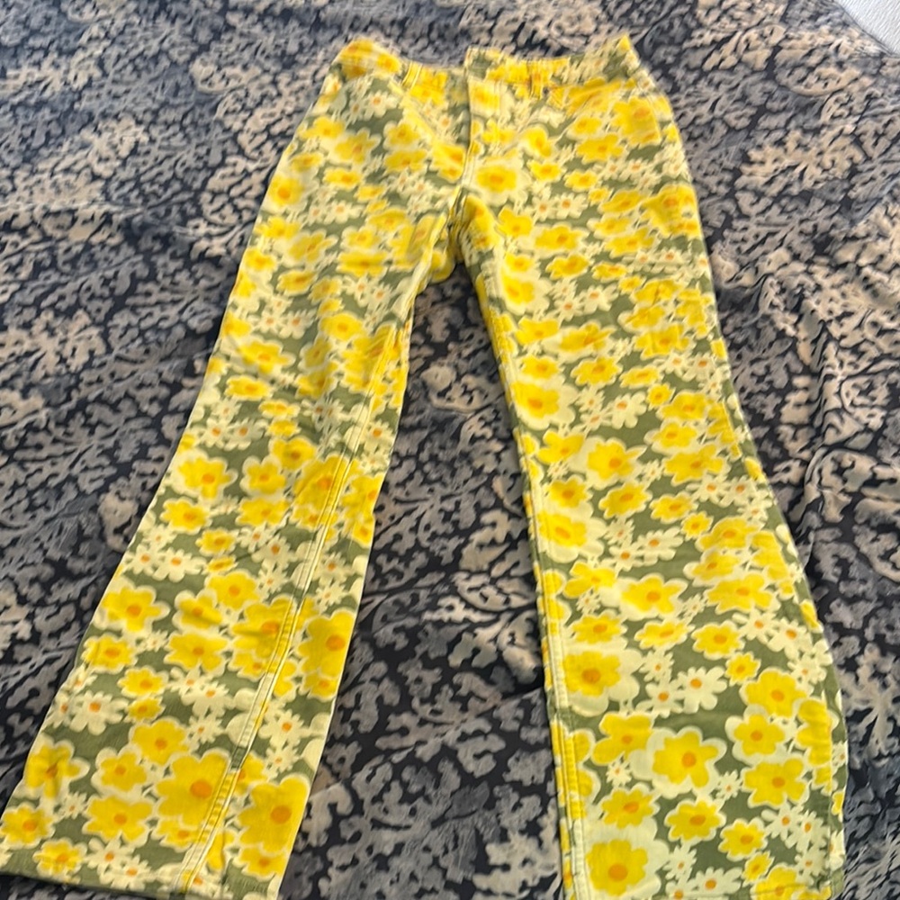 Floral Yellow and Green Pants
